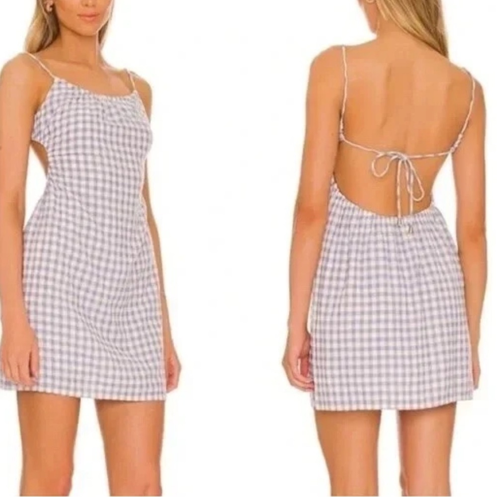NWT L Space Revolve Plaid Open Back Mini Dress
